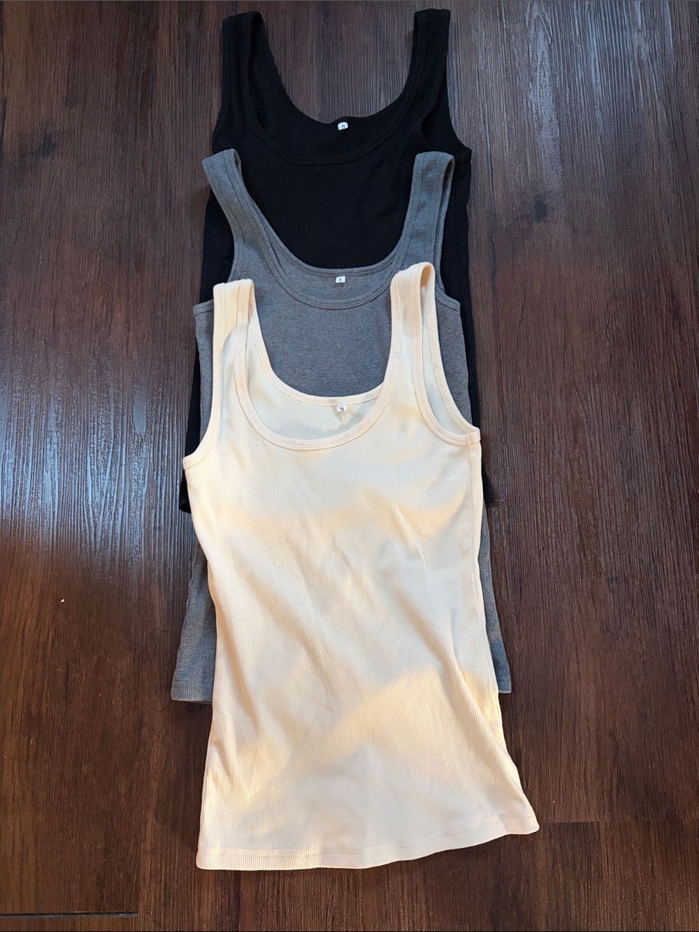 Women’s Ribbed Tank Top Pack - Black, Gray, and cream women’s Size S. Like new
